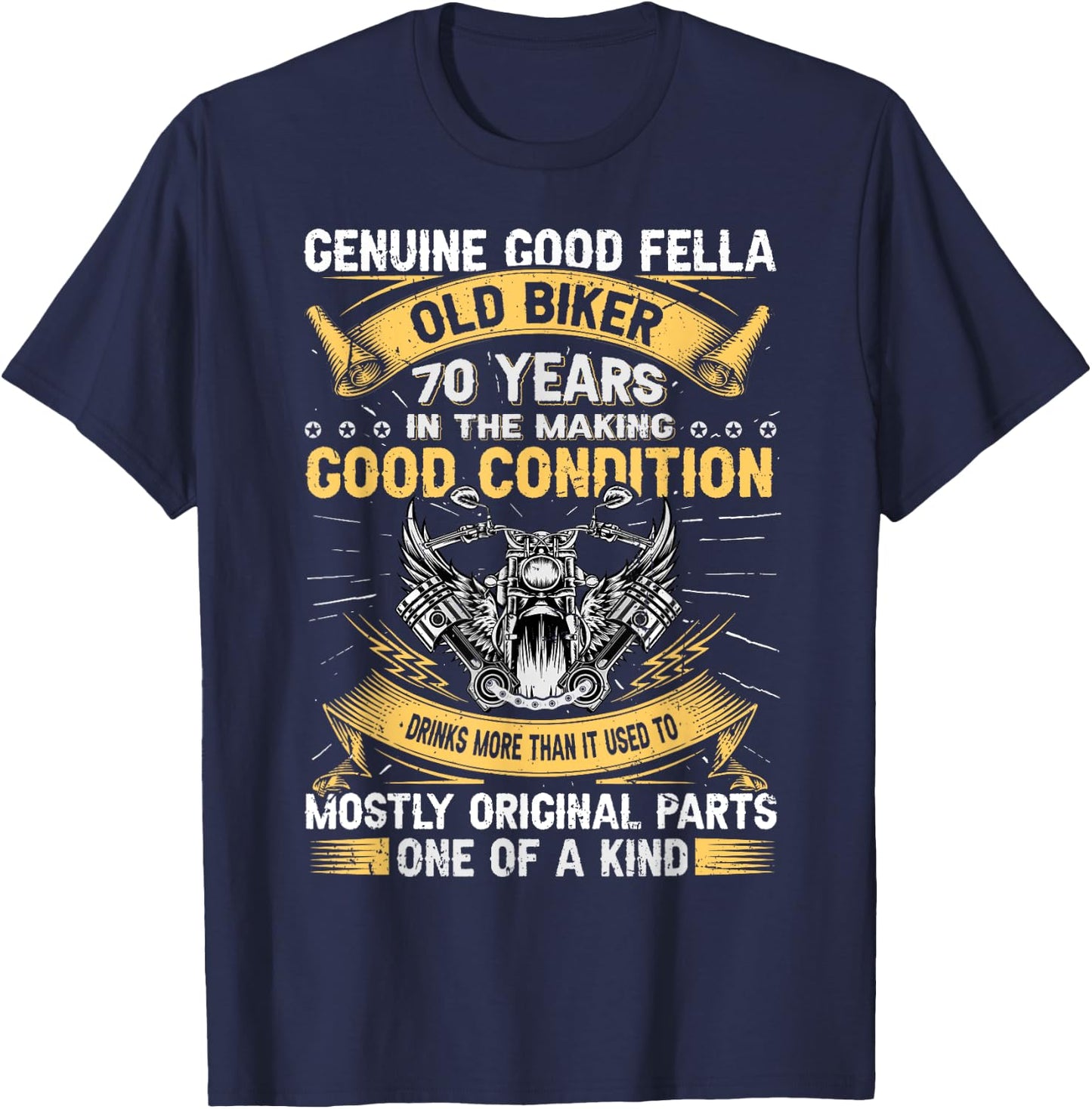 Old Biker 70 Years In The Making 70th Birthday Biker T-Shirt - T-Shirt | Navy
