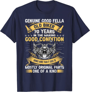 Old Biker 70 Years In The Making 70th Birthday Biker T-Shirt - T-Shirt | Navy