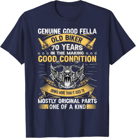 Old Biker 70 Years In The Making 70th Birthday Biker T-Shirt - T-Shirt | Navy