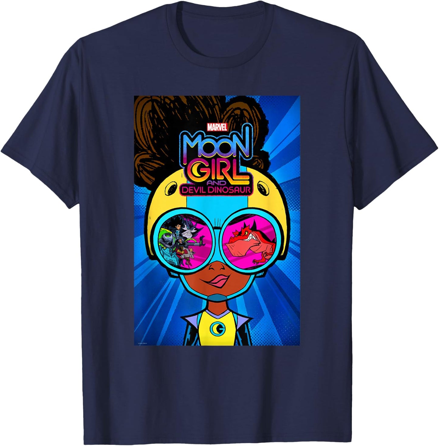 Marvel Moon Girl and Devil Dinosaur Goggles Good vs. Bad T-Shirt - T-Shirt | Navy
