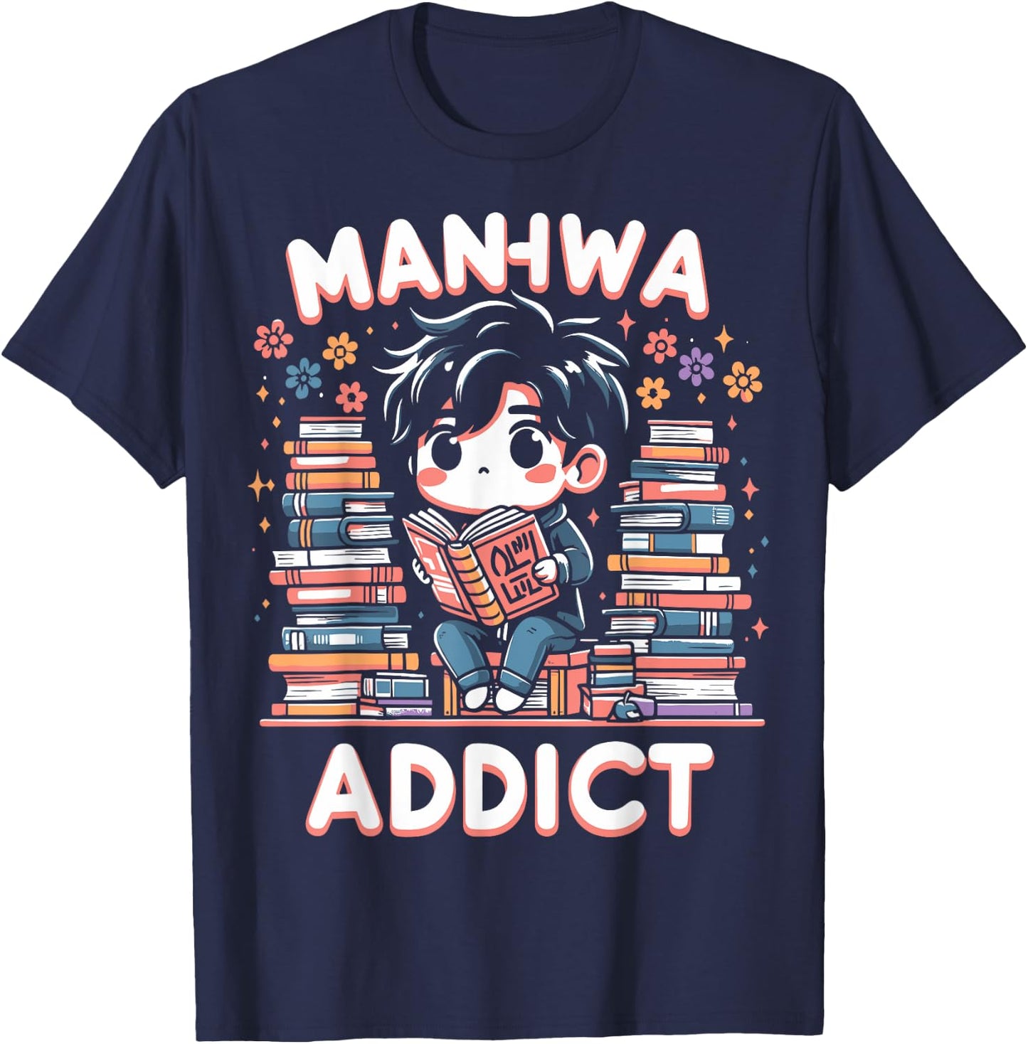 AMM - Anime Manga Manhwa Funny Gift Manhwa Addict Fan -Adults Black T-Shirt - T-Shirt | Navy