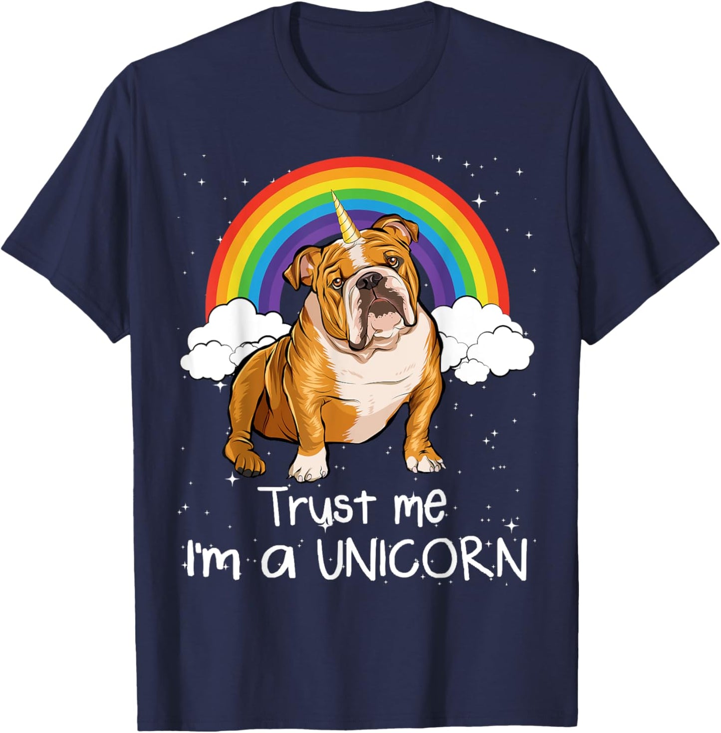Rainbow Mágico Unicorn English Bulldog Women T-Shirt - T-Shirt | Navy