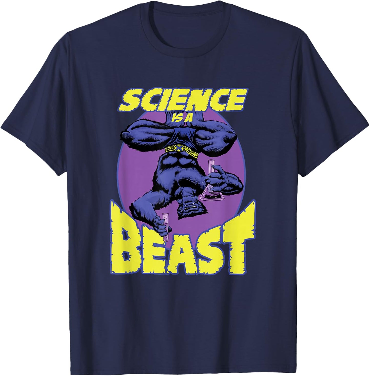 Marvel X-Men Science Is A Beast Retro Dr. McCoy Portrait T-Shirt - T-Shirt | Navy