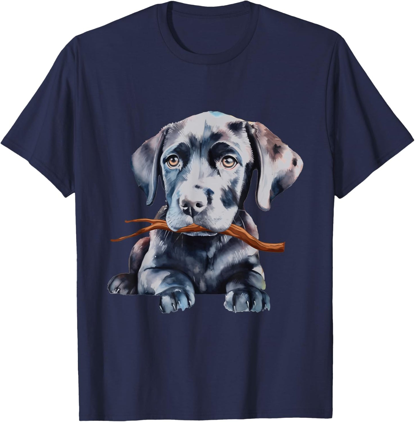 Black Labrador Fetching Stick - Pet Lover Puppy Dog Training T-Shirt - T-Shirt | Navy