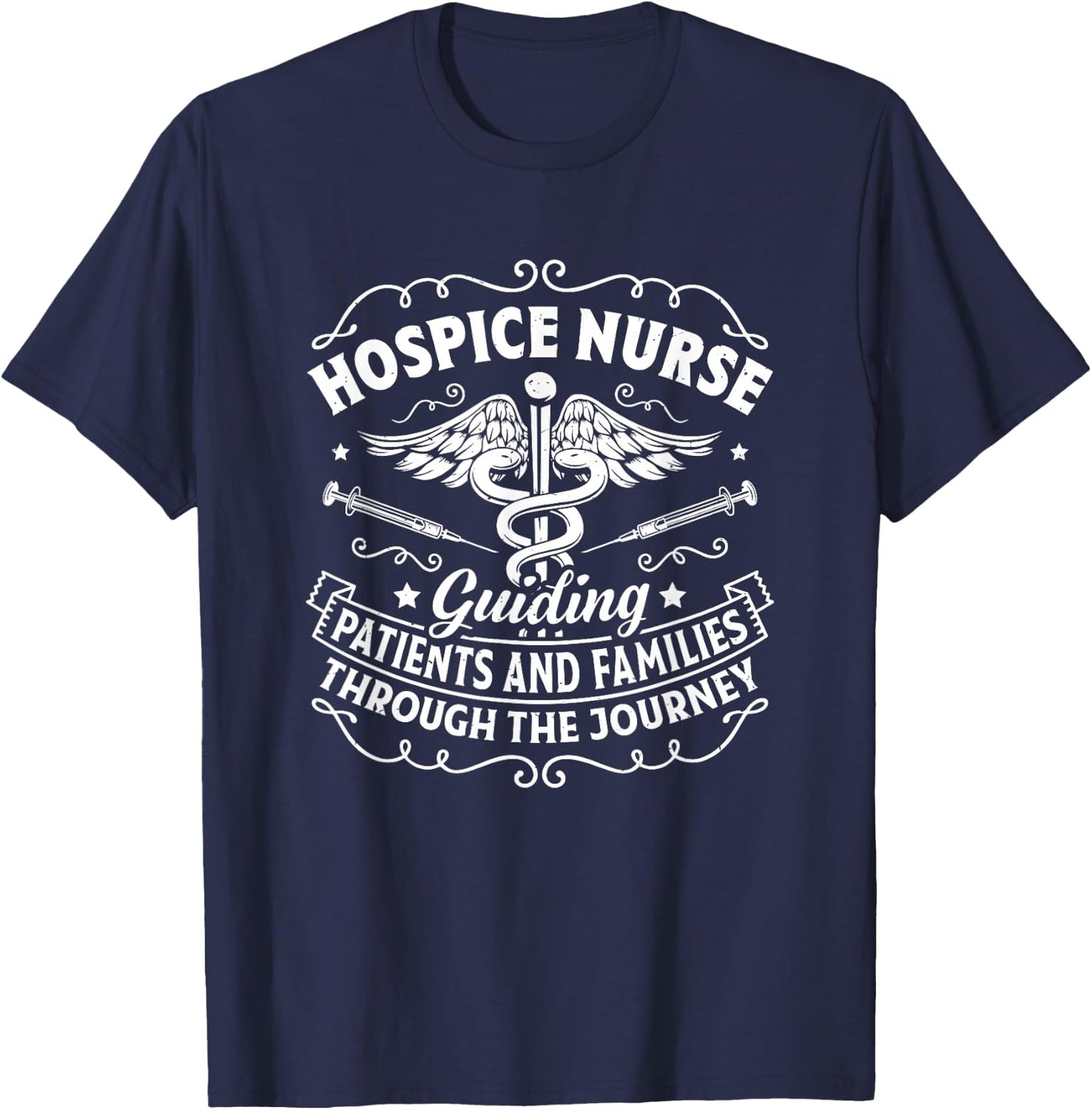 Medical Palliative Care Nurse Guiding Patients Hospice Nurse T-Shirt - T-Shirt | Navy