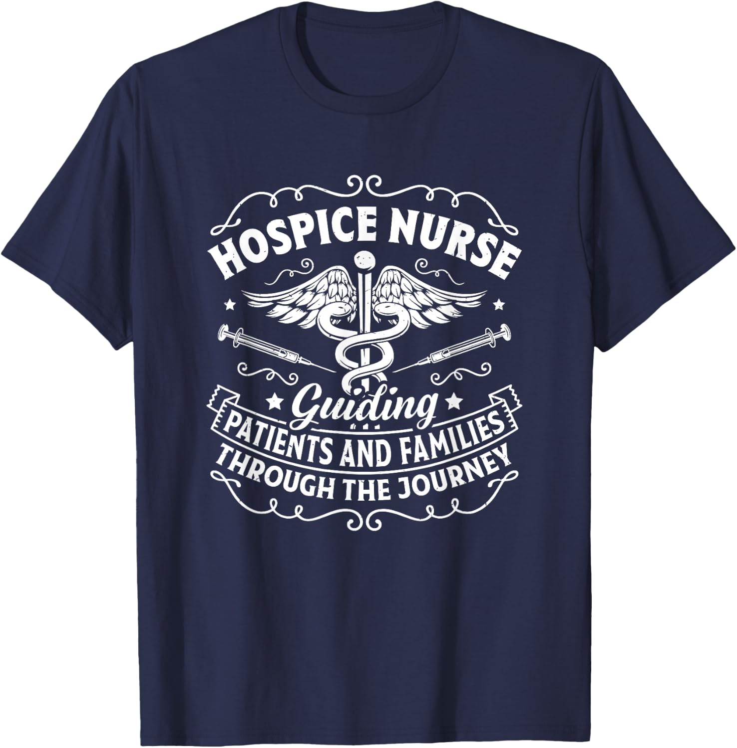 Medical Palliative Care Nurse Guiding Patients Hospice Nurse T-Shirt - T-Shirt | Navy
