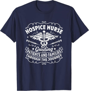 Medical Palliative Care Nurse Guiding Patients Hospice Nurse T-Shirt - T-Shirt | Navy