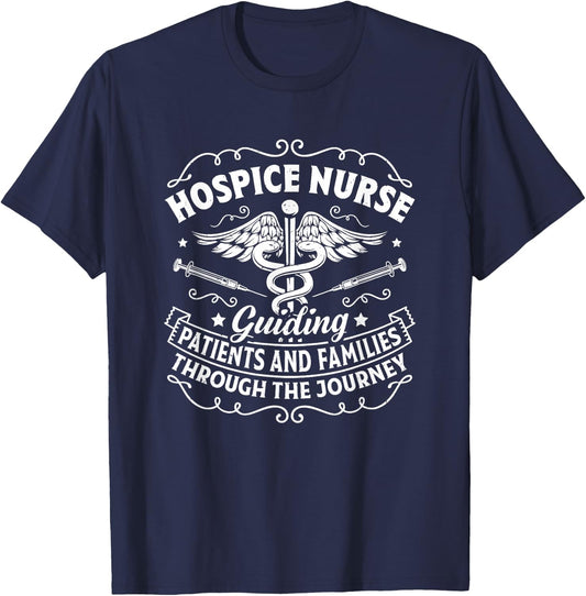 Medical Palliative Care Nurse Guiding Patients Hospice Nurse T-Shirt - T-Shirt | Navy