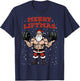 Merry Liftmas Christmas Muscular Santa Claus Gym Workout T-Shirt - T-Shirt | Navy