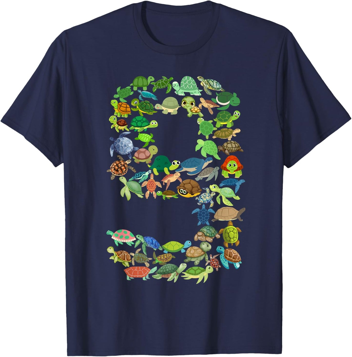 Kids 9th Birthday Sea Turtle Tortoise Themed 9 Year Old Boys T-Shirt - T-Shirt | Navy