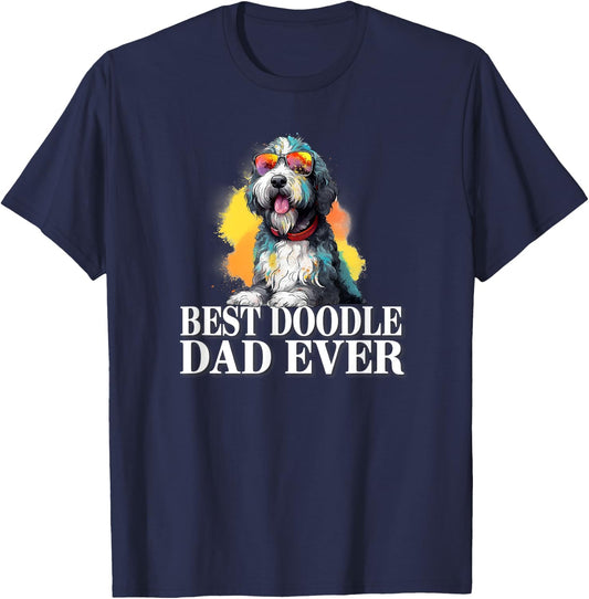 Cute Dog Lover Sunglasses Best Bernedoodle Dad Women Kids T-Shirt - T-Shirt | Navy
