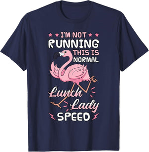 Lunch Lady Speed Pink Flamingo Cafeteria Worker School Chef T-Shirt - T-Shirt | Navy