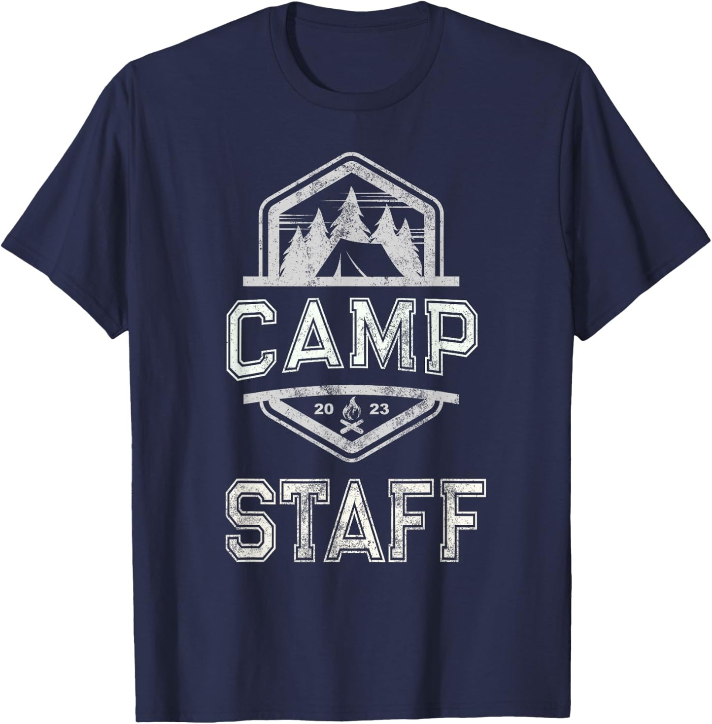 Vintage CAMP STAFF Summer Campground Host Crew Counselor T-Shirt - T-Shirt | Navy