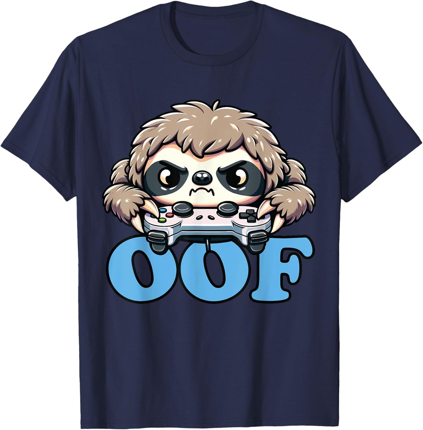 Oof Gamer Meme, Anime Gamer Sloth Oof T-Shirt - T-Shirt | Navy