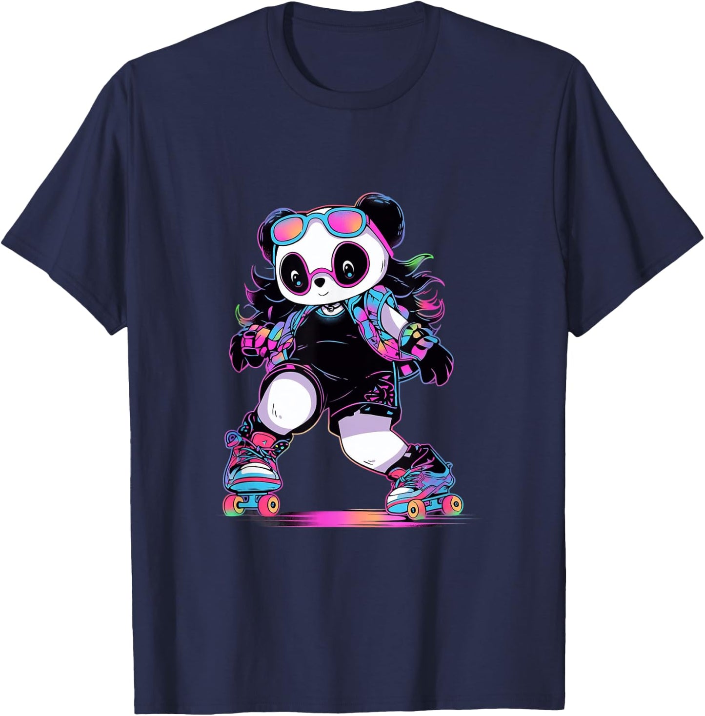 Roller Skates Funny Panda Skate Roller Skates T-Shirt - T-Shirt | Navy