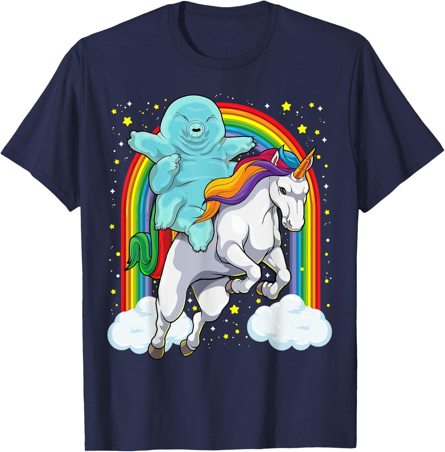 Tardigrade Riding Unicorn Funny Magical Tardigrade Unicorn T-Shirt - T-Shirt | Navy