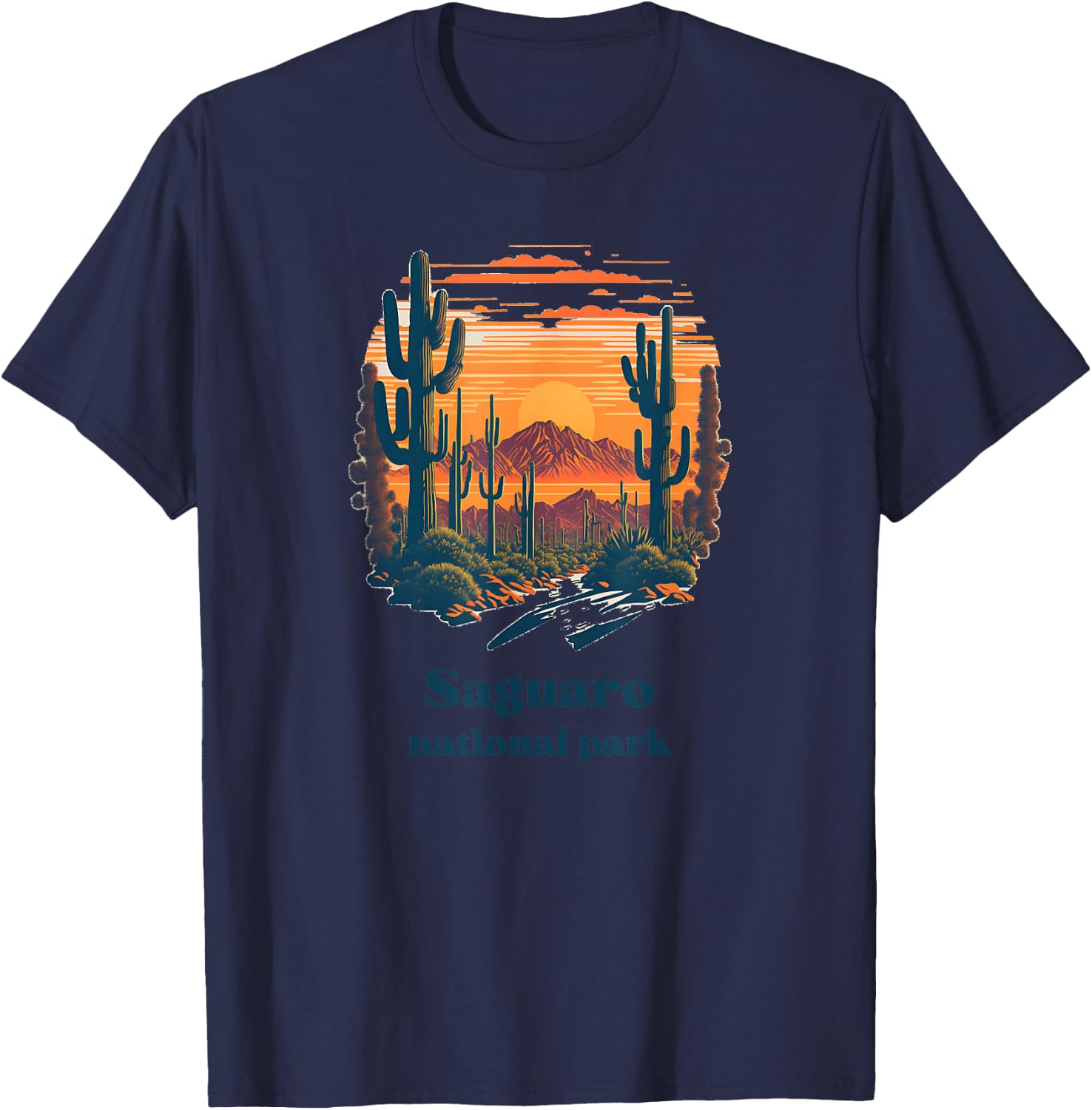 Saguaro National Park Arizona Landscape Style T-Shirt - T-Shirt | Navy