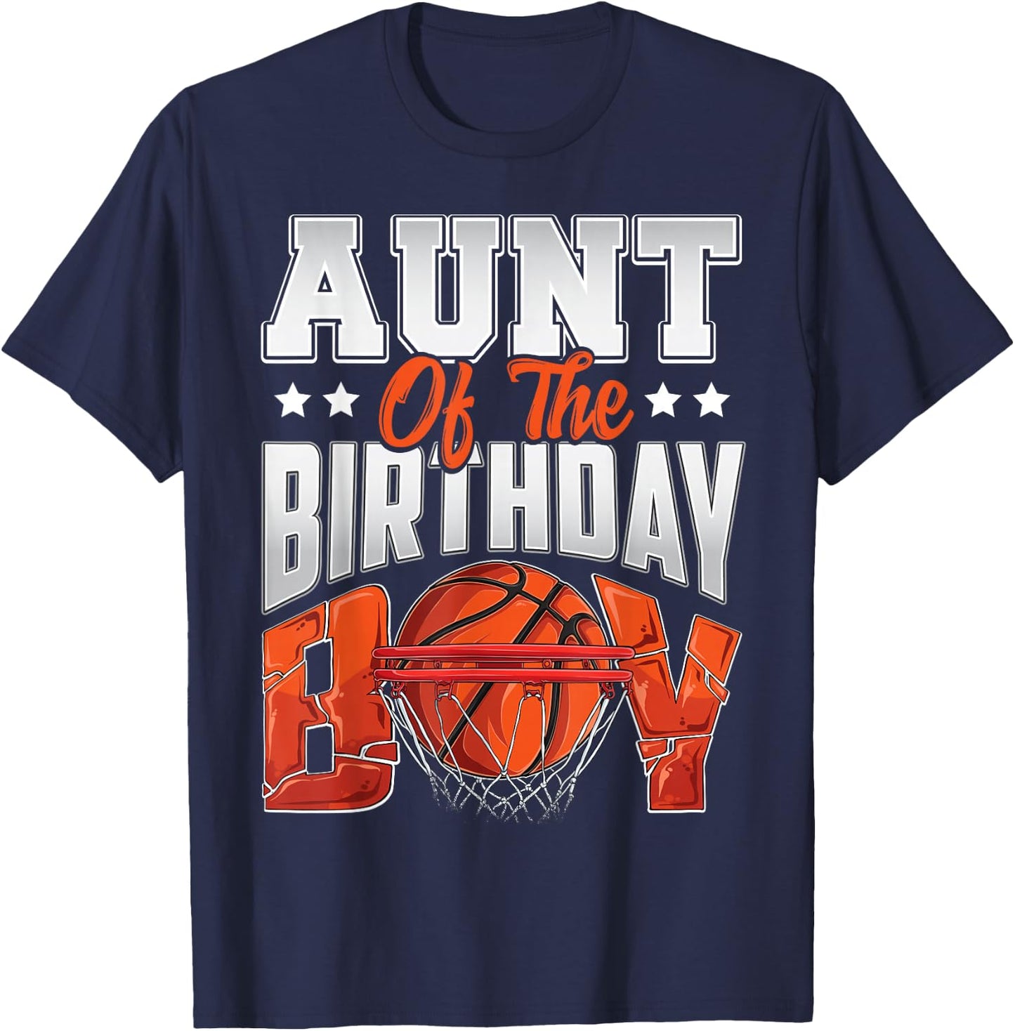 Aunt basketball birthday Boy Family Baller b-day Party T-Shirt - T-Shirt | Navy