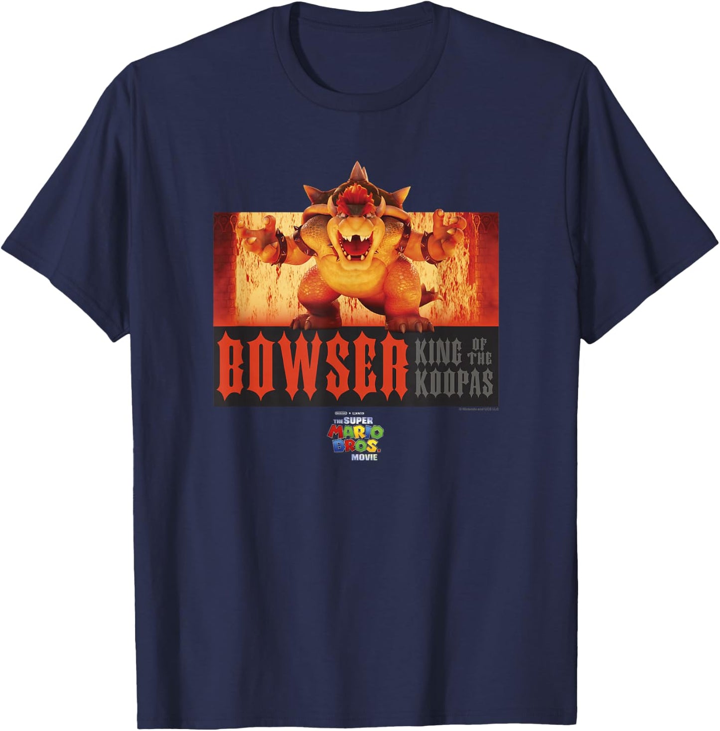 The Super Mario Bros. Movie Bowser Roaring Portrait T-Shirt - T-Shirt | Navy