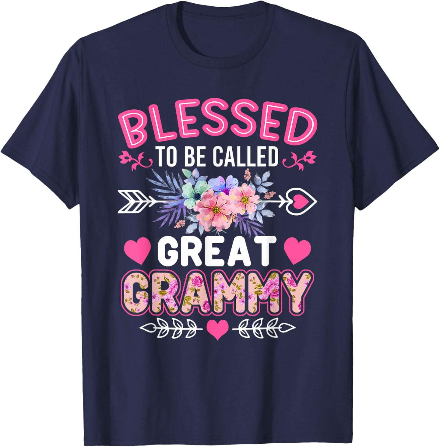 Blessed To Be Called Great Grammy Shirt Funny Mother's Day T-Shirt - T-Shirt | Navy