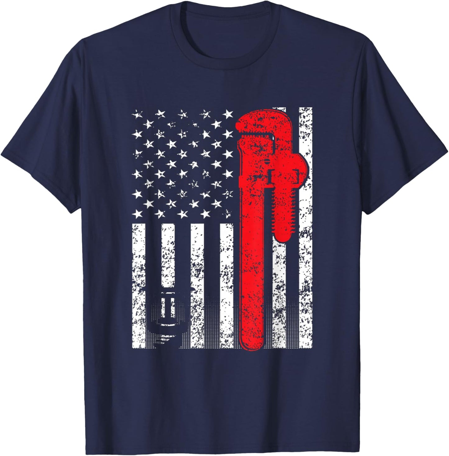 American Sprinkler Fitter -Adults Black Cotton Polyester Modern Lightweight Classic Fit Short Sleeve T-Shirt - T-Shirt | Navy