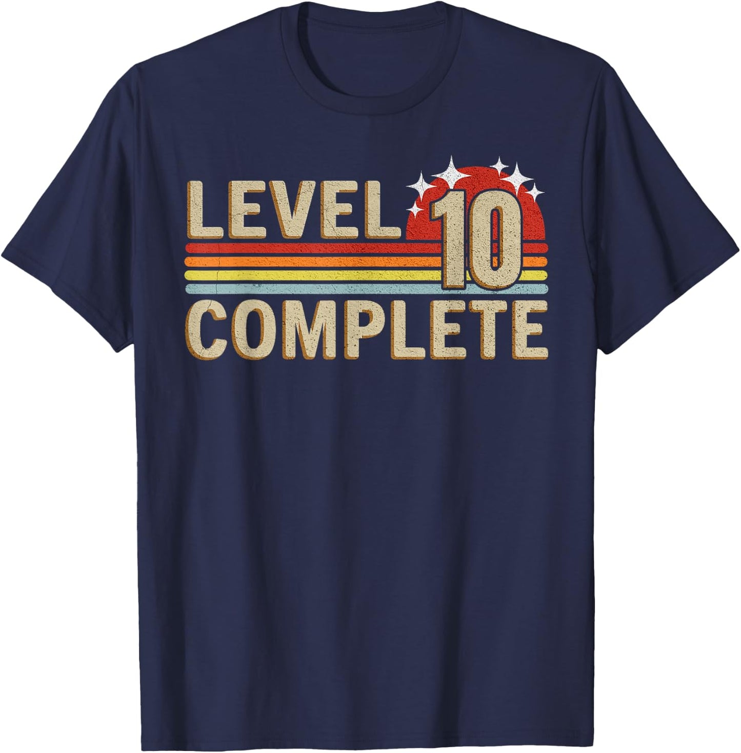 Level 10 Complete Gaming Vintage 10 Years Wedding T-Shirt - T-Shirt | Navy
