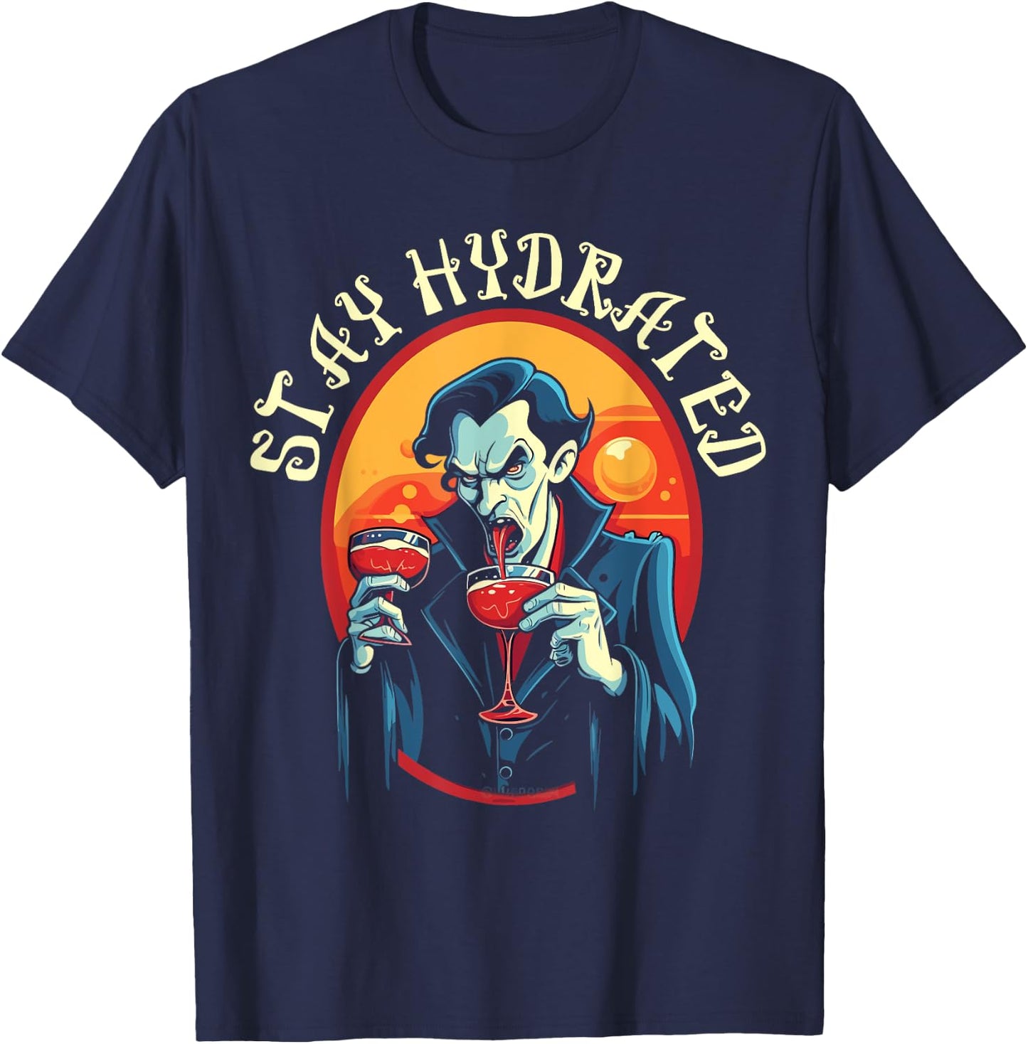 Dracula Halloween Scary Trick Or Treat Spooky Vampire T-Shirt - T-Shirt | Navy