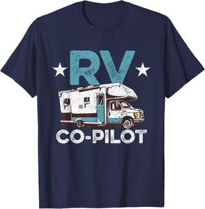 RV Co-Pilot Motorhome Camping Lovers Campers Traveler T-Shirt - T-Shirt | Navy