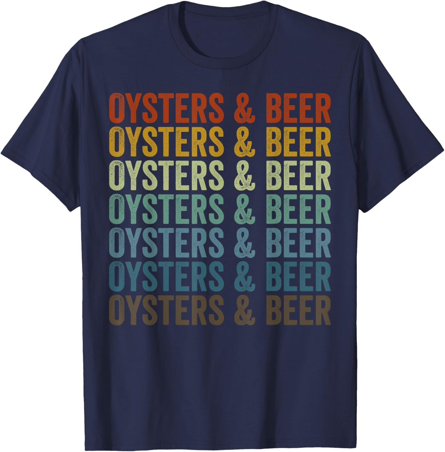 Oysters & Beer Oyster Oyster Shucking Seafood Lover Beer T-Shirt - T-Shirt | Navy
