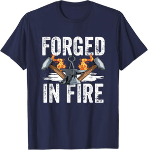 Forged in Fire Blacksmith Forging Hammer Blacksmithing Forge T-Shirt - T-Shirt | Navy