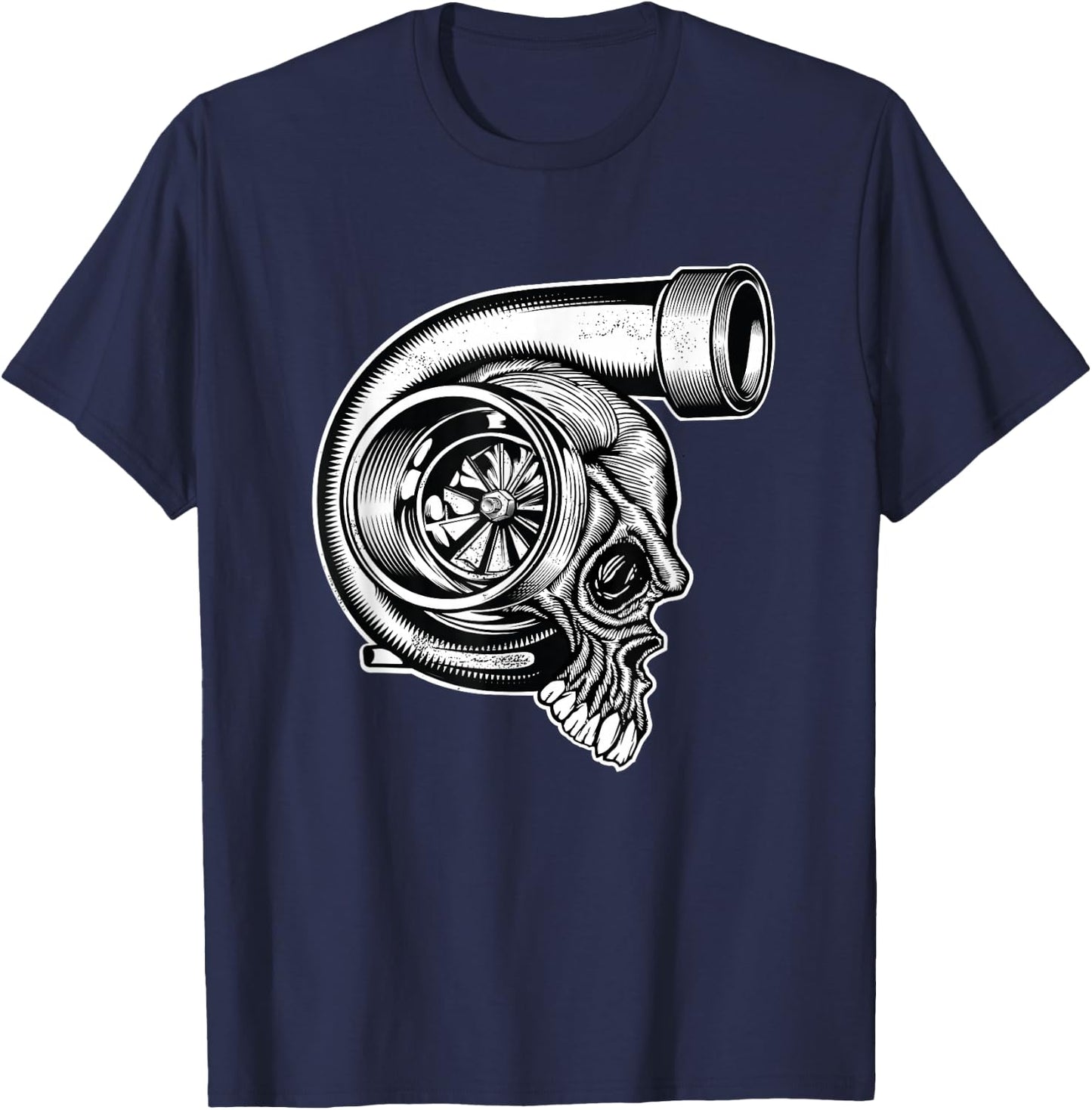 Turbocharger Skull Turbo Fast Race Car Boost Mechanic Tuning T-Shirt - T-Shirt | Navy
