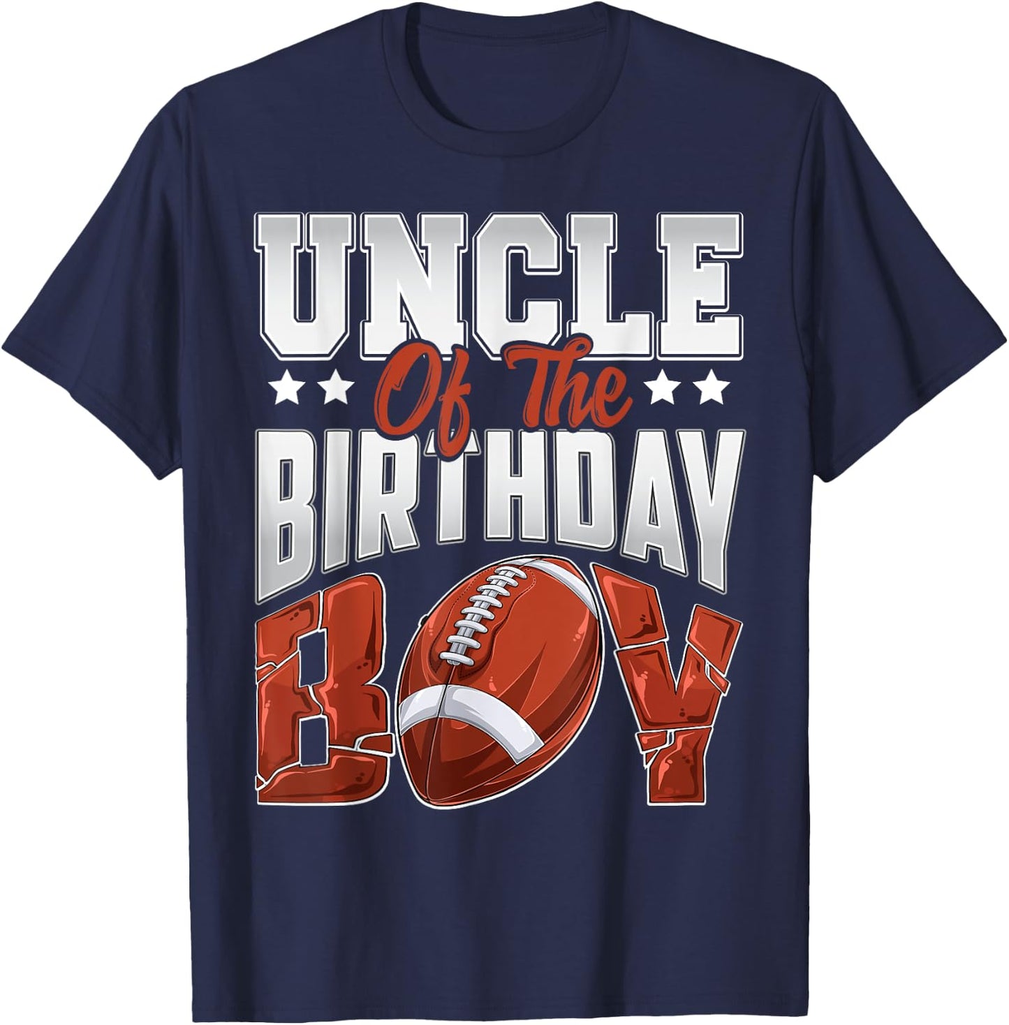 Uncle Football birthday Boy Family Baller b-day Party T-Shirt - T-Shirt | Navy