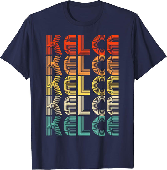 Kelce Name Personalized Vintage Retro Gifts Men Women Kids T-Shirt - T-Shirt | Navy