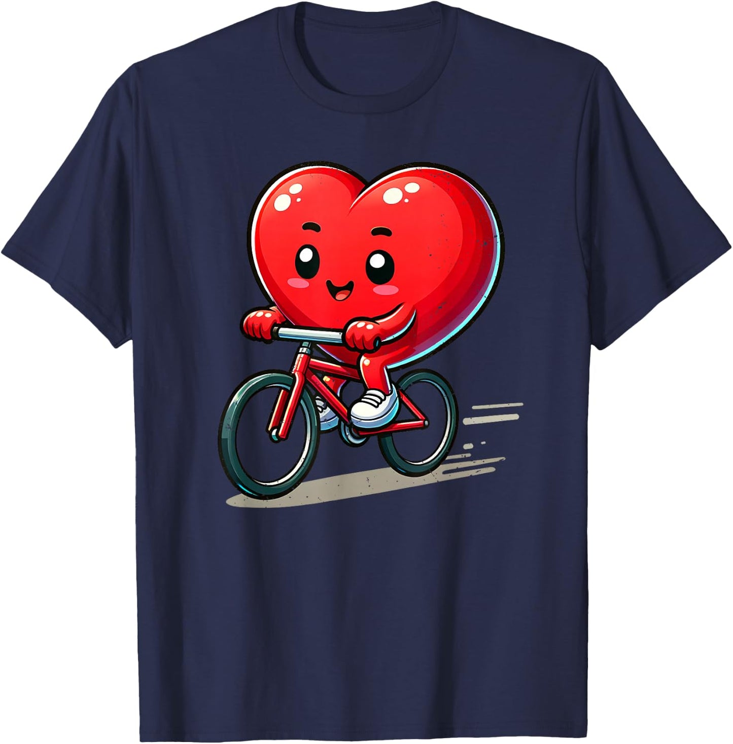 Biking Valentines Day Boy Funny Heart Bike Bicycle Lover Kid T-Shirt - T-Shirt | Navy