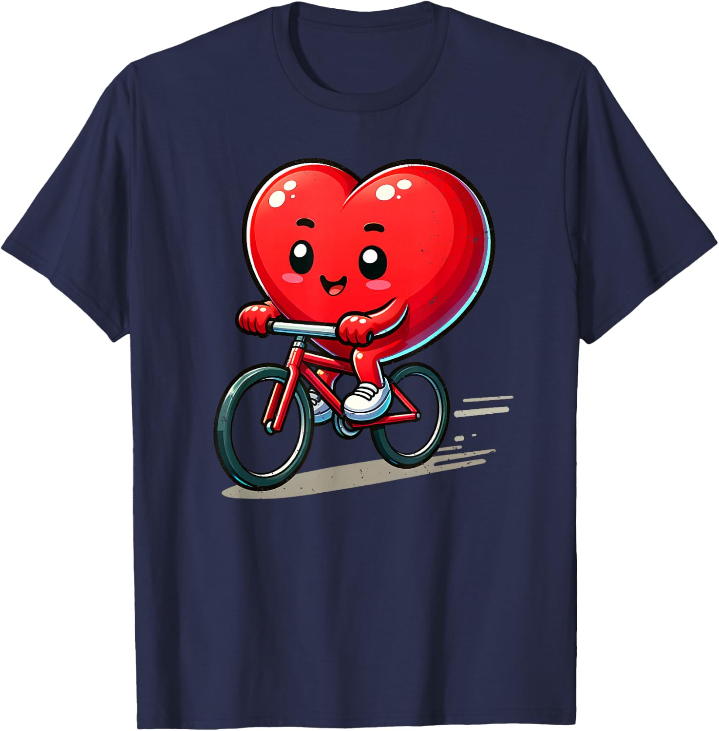 Biking Valentines Day Boy Funny Heart Bike Bicycle Lover Kid T-Shirt - T-Shirt | Navy