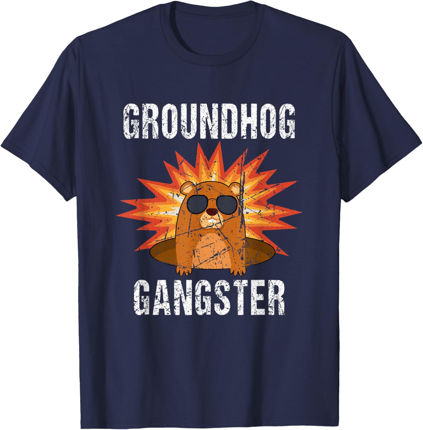 Vintage Groundhog Gangster T-Shirt - T-Shirt | Navy
