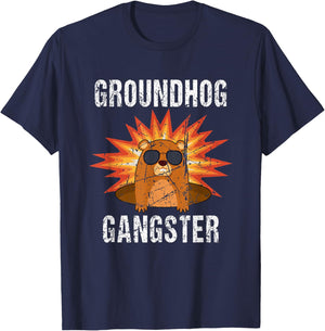 Vintage Groundhog Gangster T-Shirt - T-Shirt | Navy