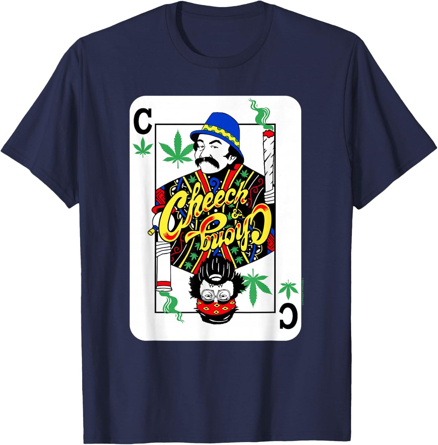 Cheech & Chong Playing Card C Of Weeds T-Shirt - T-Shirt | Navy