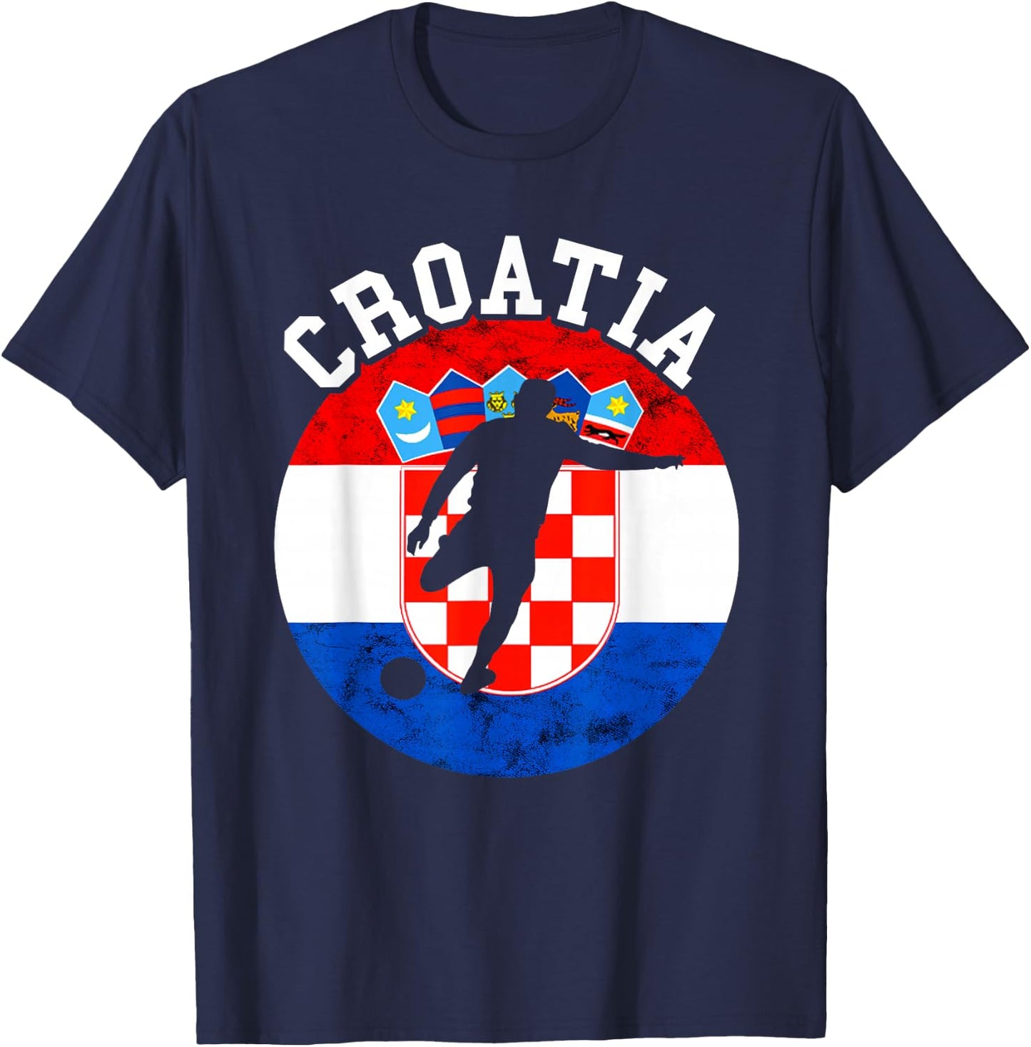 Croatia Croatian Football Croatian Flag Hrvatska Soccer Team T-Shirt - T-Shirt | Navy