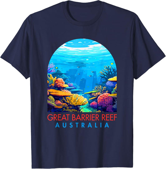 Nature Exploring Travel Great Barrier Reef National Park T-Shirt - T-Shirt | Navy