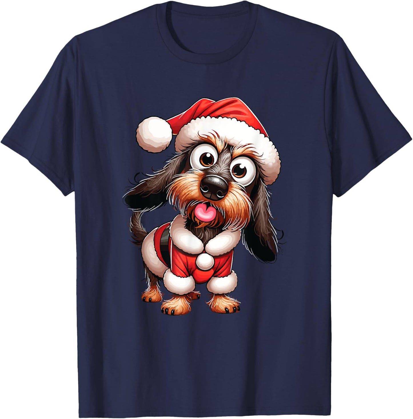 Wire-Haired Dachshund Christmas Xmas T-Shirt - T-Shirt | Navy