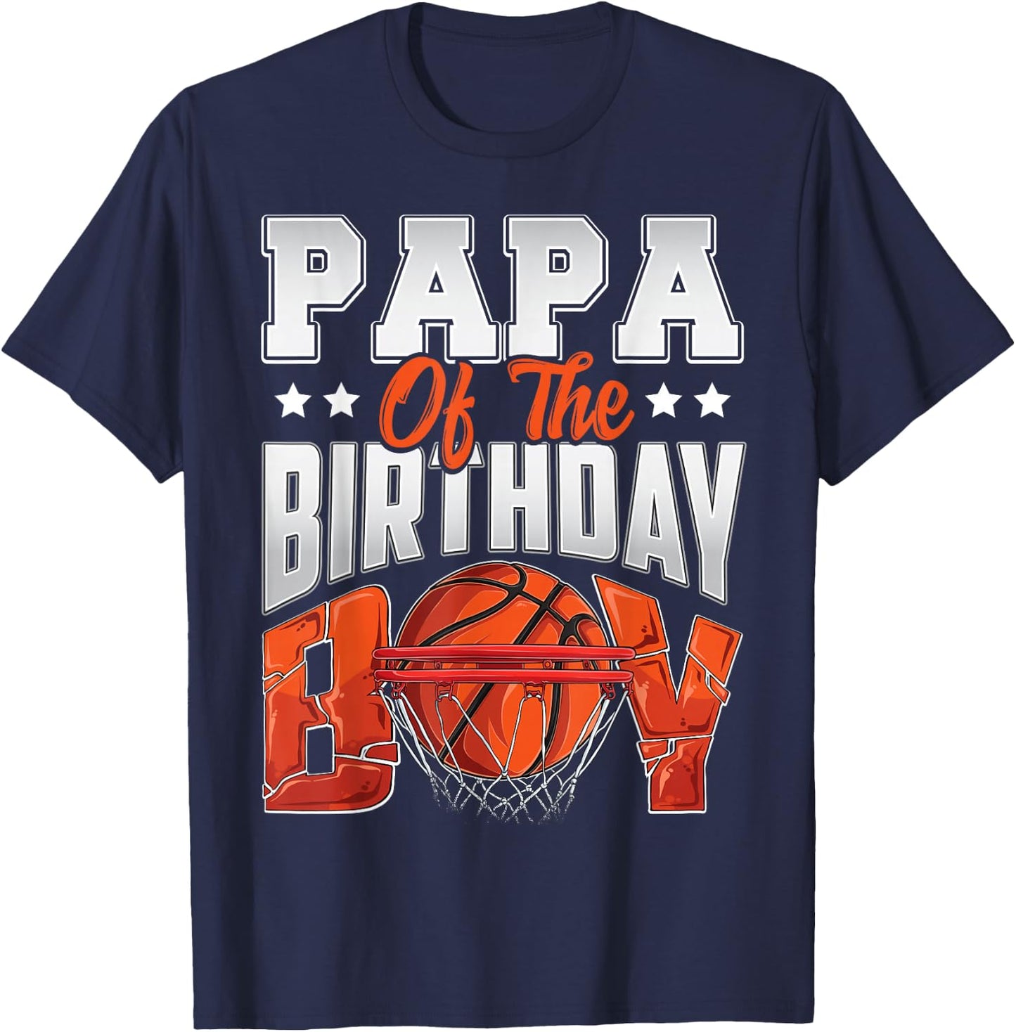 Papa basketball birthday Boy Family Baller b-day Party T-Shirt - T-Shirt | Navy
