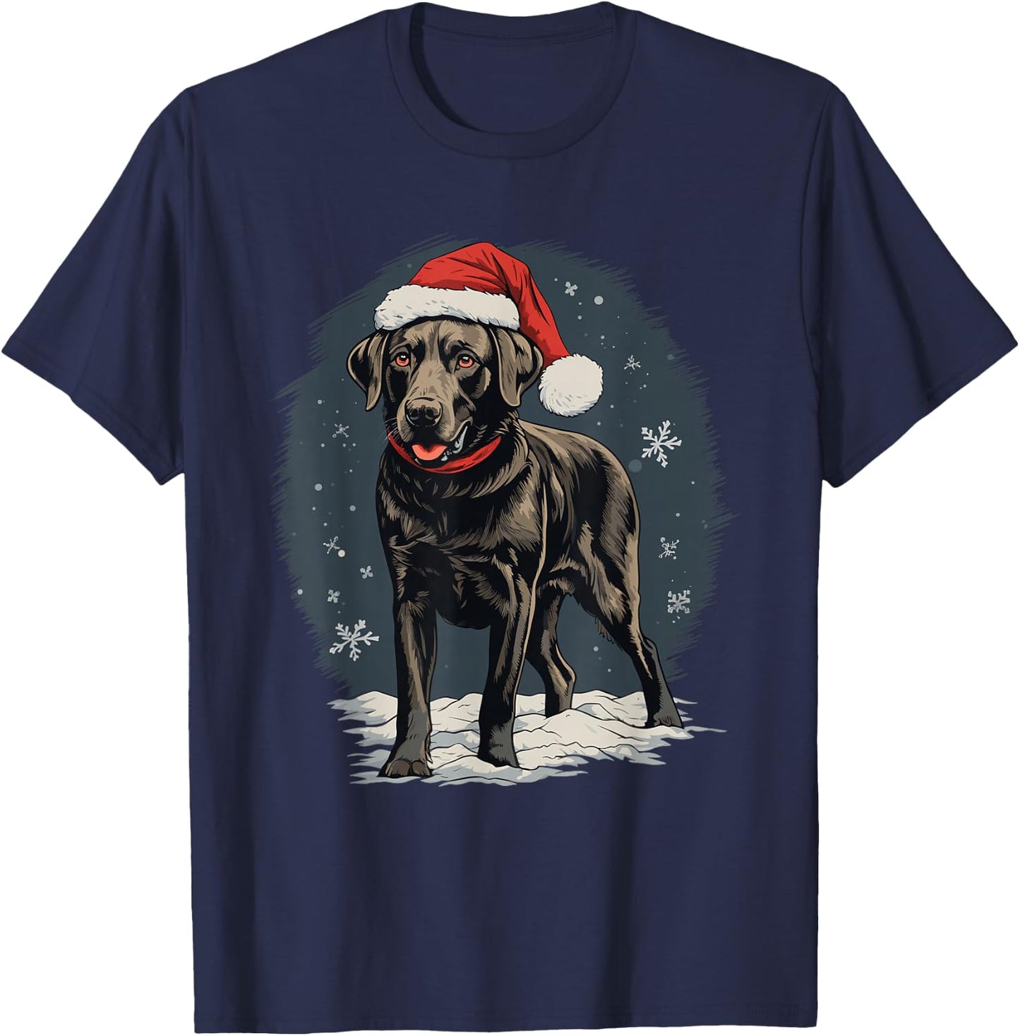 Black Labrador Christmas Santa Hat Xmas Pajama T-Shirt - T-Shirt | Navy