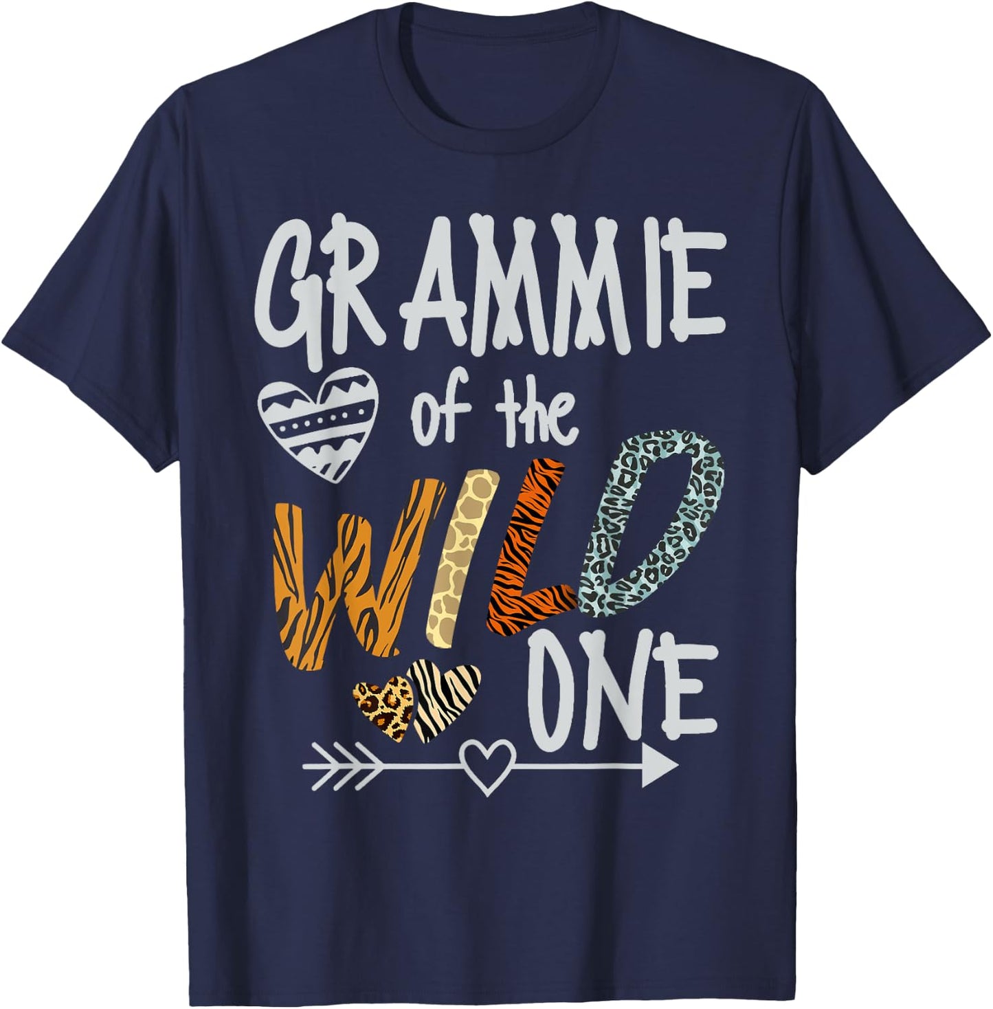 Grammie of The Wild One Animal Safari 1st Birthday Theme T-Shirt - T-Shirt | Navy