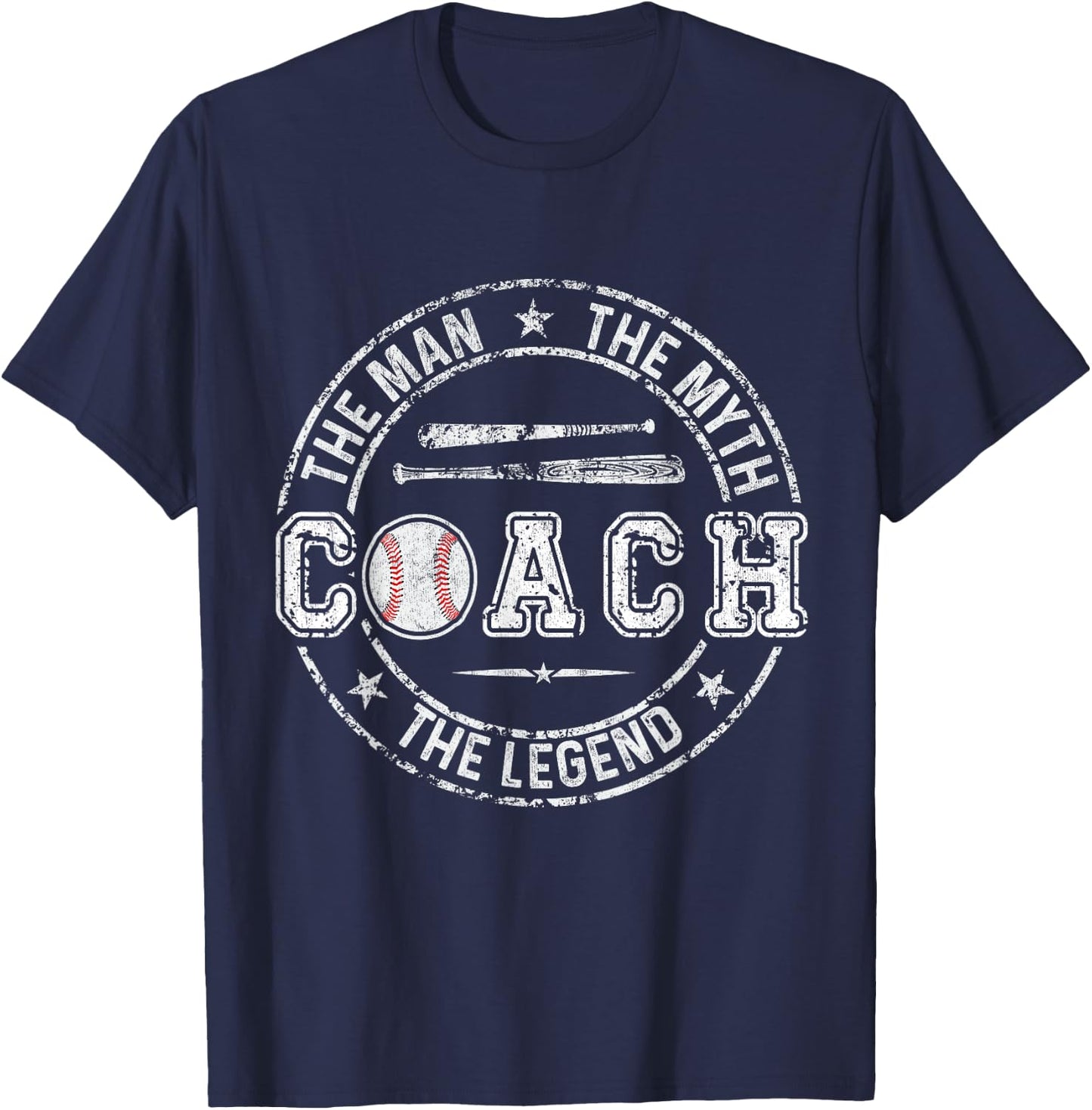 Baseball Coach Saying Coach The Man The Myth The Legend T-Shirt - T-Shirt | Navy