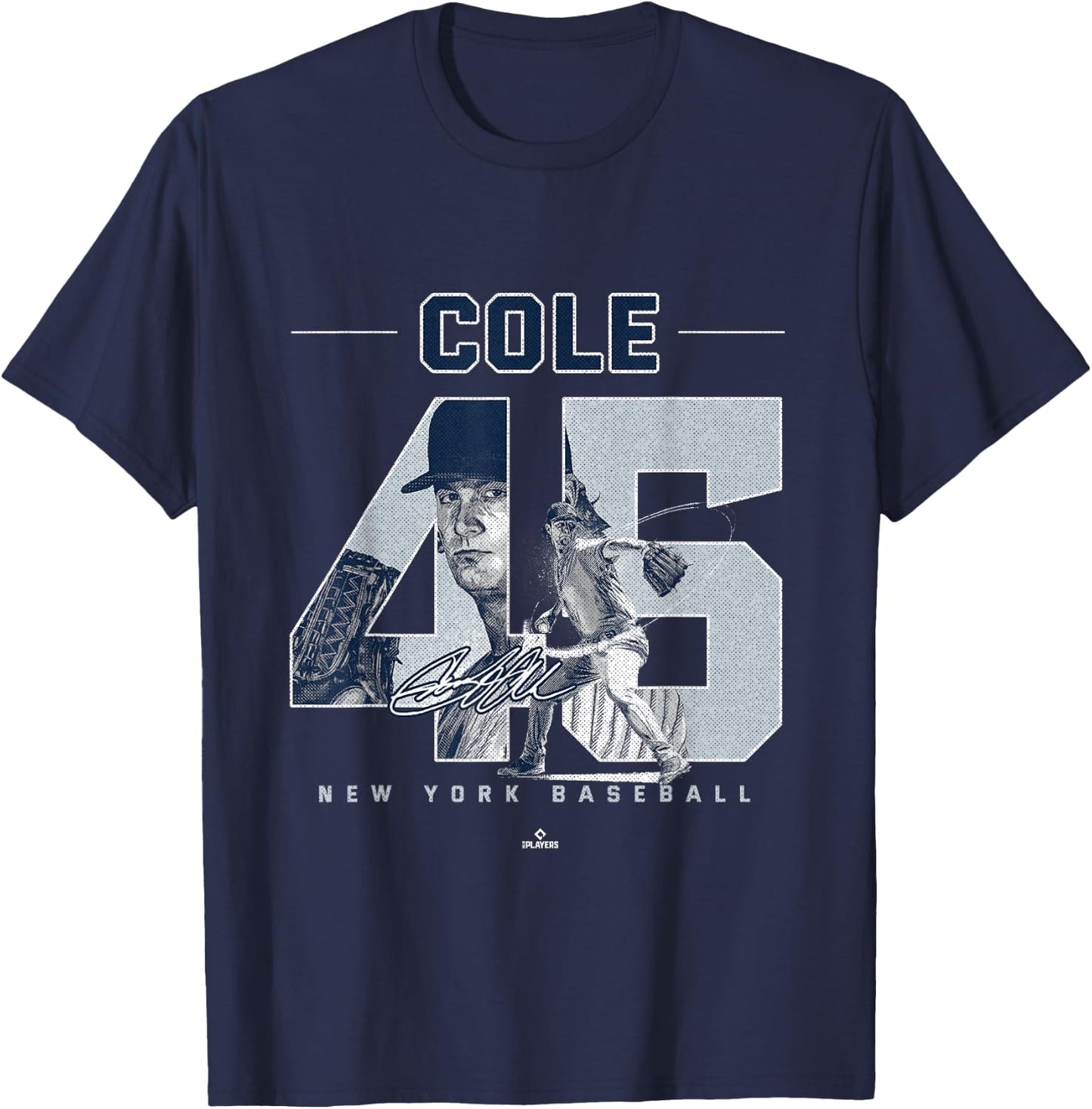 Number and Portrait Gerrit Cole New York MLBPA T-Shirt - T-Shirt | Navy