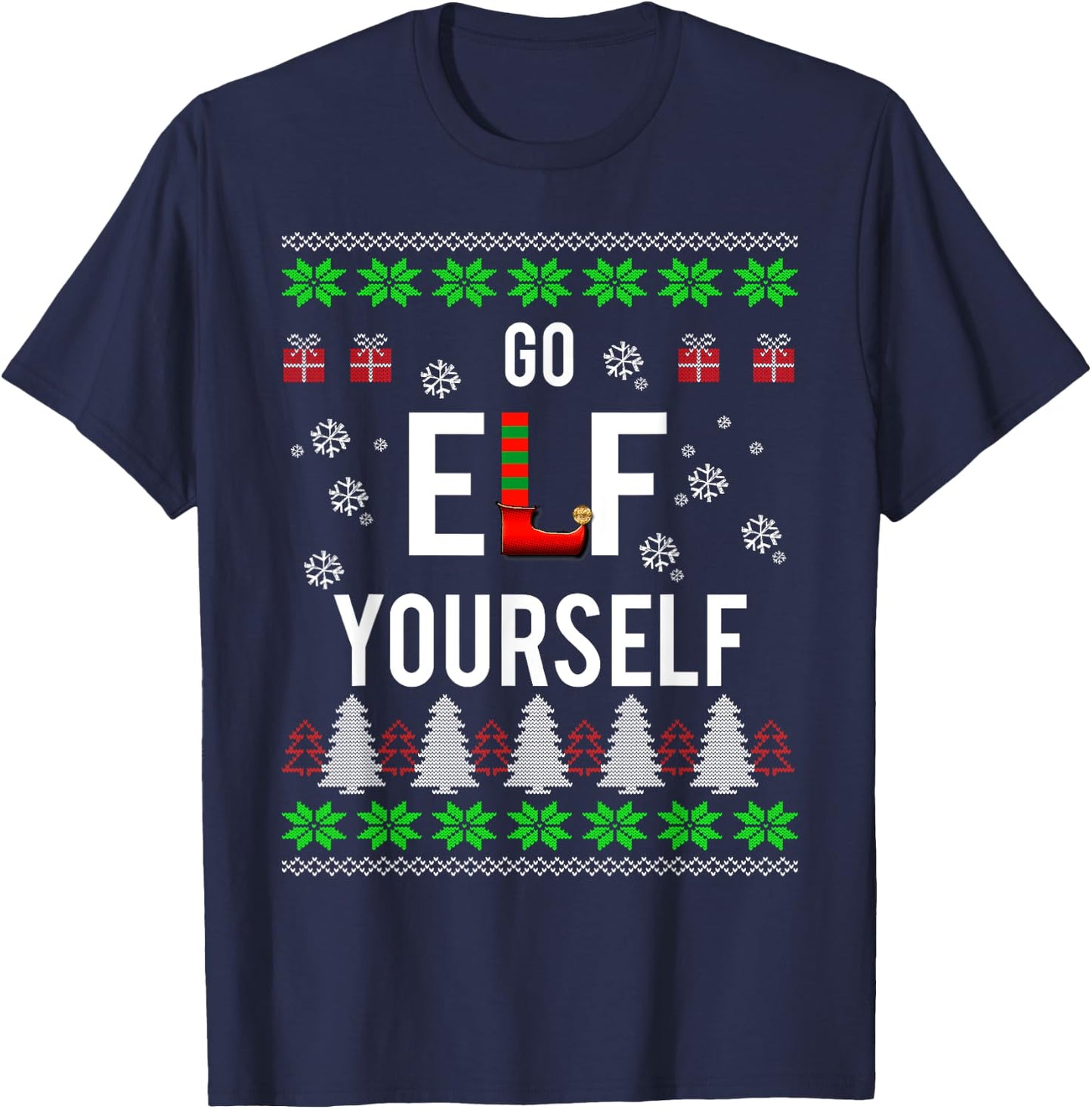 Go ELF Yourself Funny Christmas Holiday T-Shirt - T-Shirt | Navy