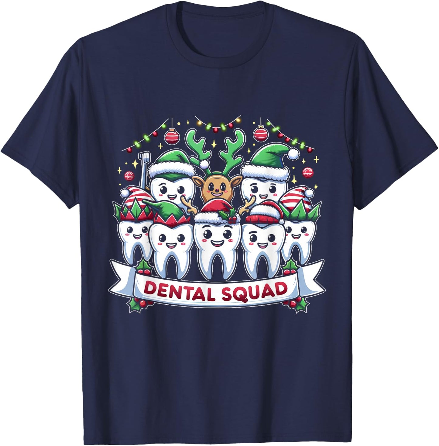 Merry Dental Squad Group Cheer Christmas Teeth Dentistry T-Shirt - T-Shirt | Navy