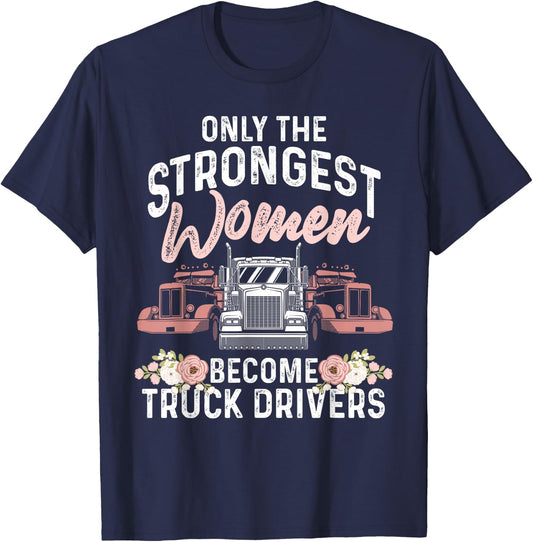 Funny Female Truck Driver Design Girls Trucking T-Shirt - T-Shirt | Navy