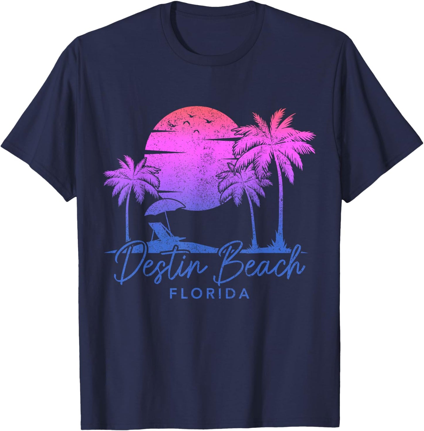 Destin Beach Florida FL Surf Vintage Sunset Surfer Retro T-Shirt - T-Shirt | Navy